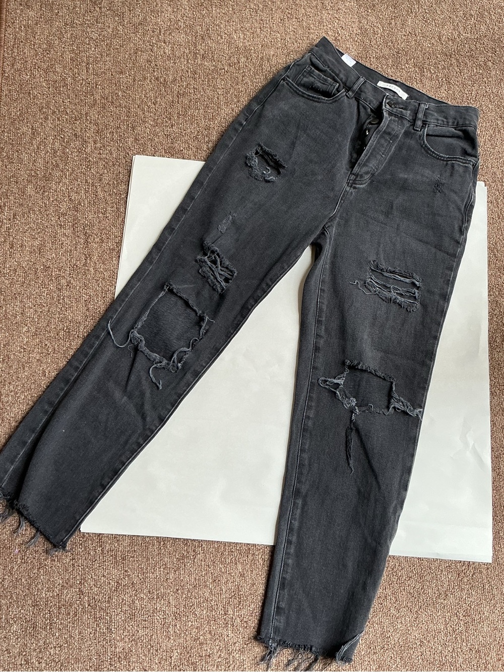 PacSun Black Straight Leg Distressed Jeans